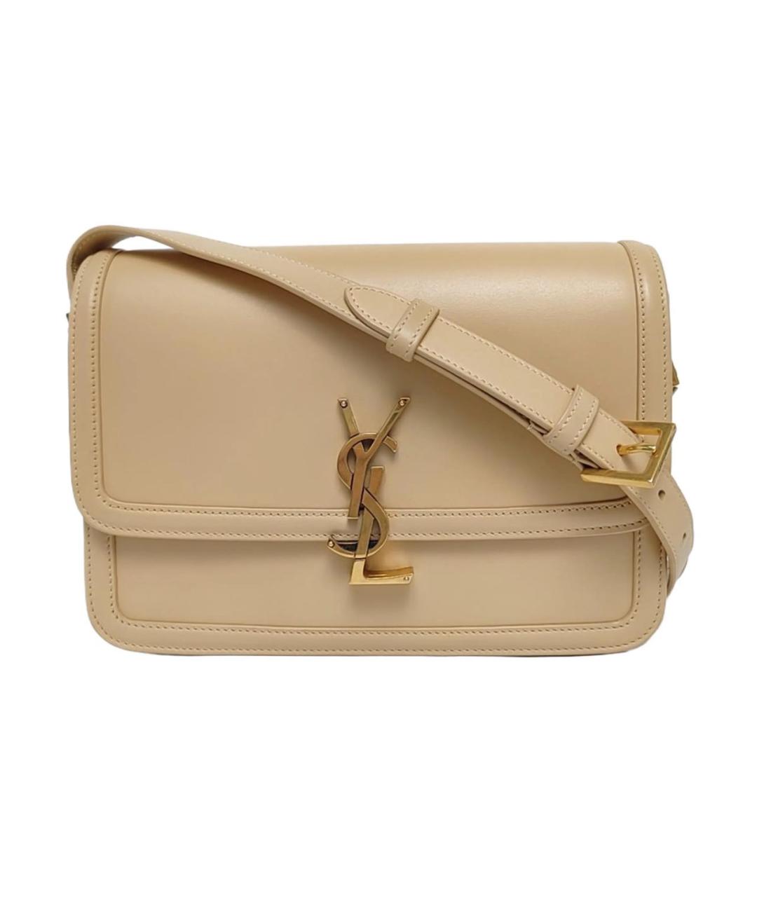 SAINT LAURENT Бежевая кожаная сумка через плечо, фото 1