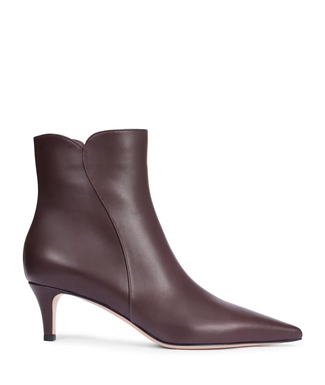 GIANVITO ROSSI Бордовые кожаные ботильоны, фото 1