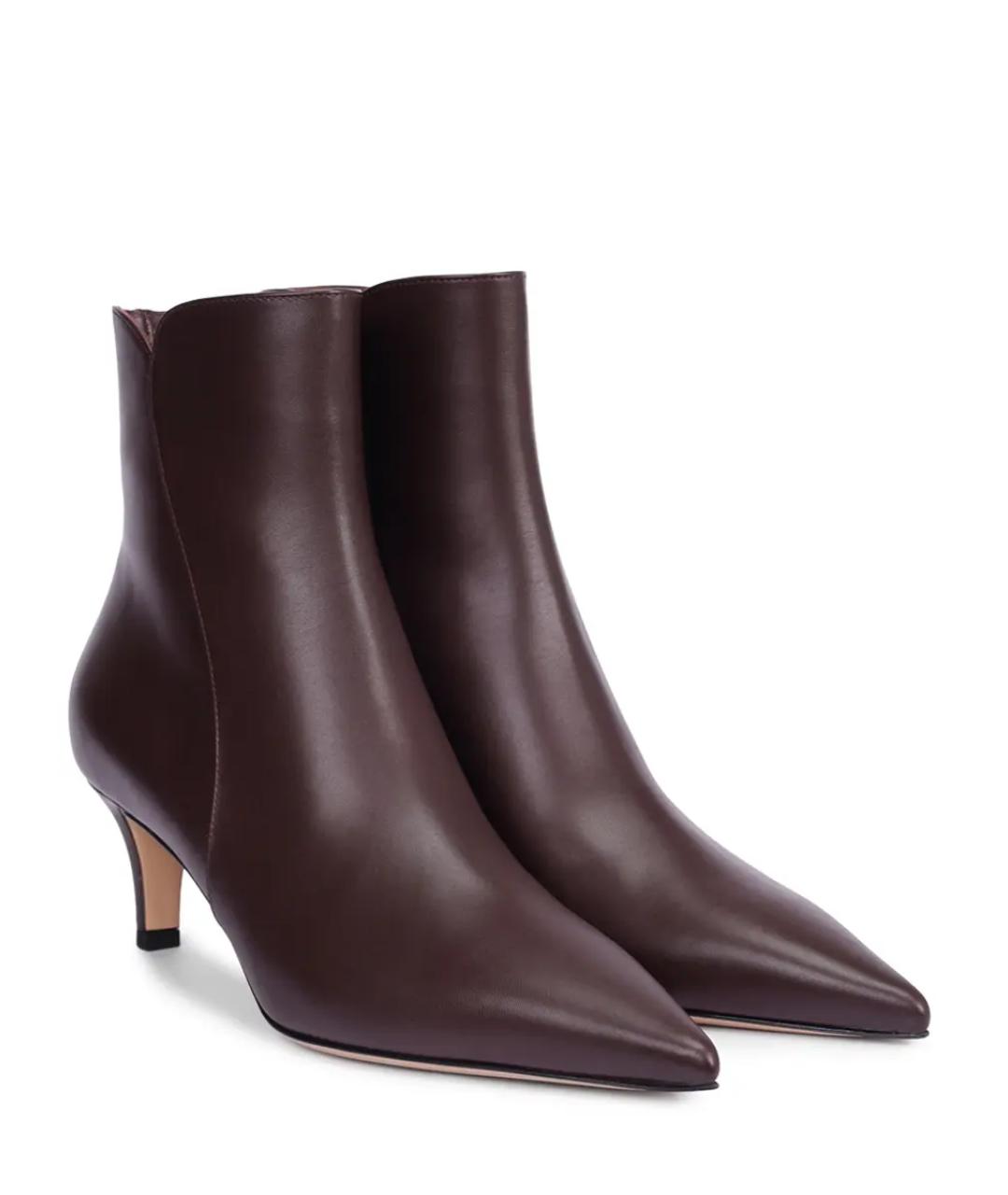 GIANVITO ROSSI Бордовые кожаные ботильоны, фото 2