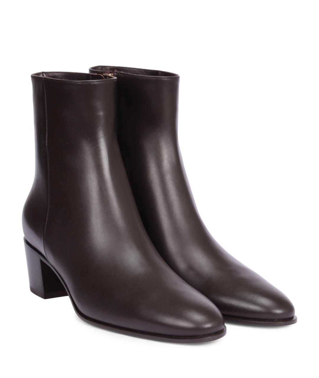 GIANVITO ROSSI Коричневые кожаные ботильоны, фото 2