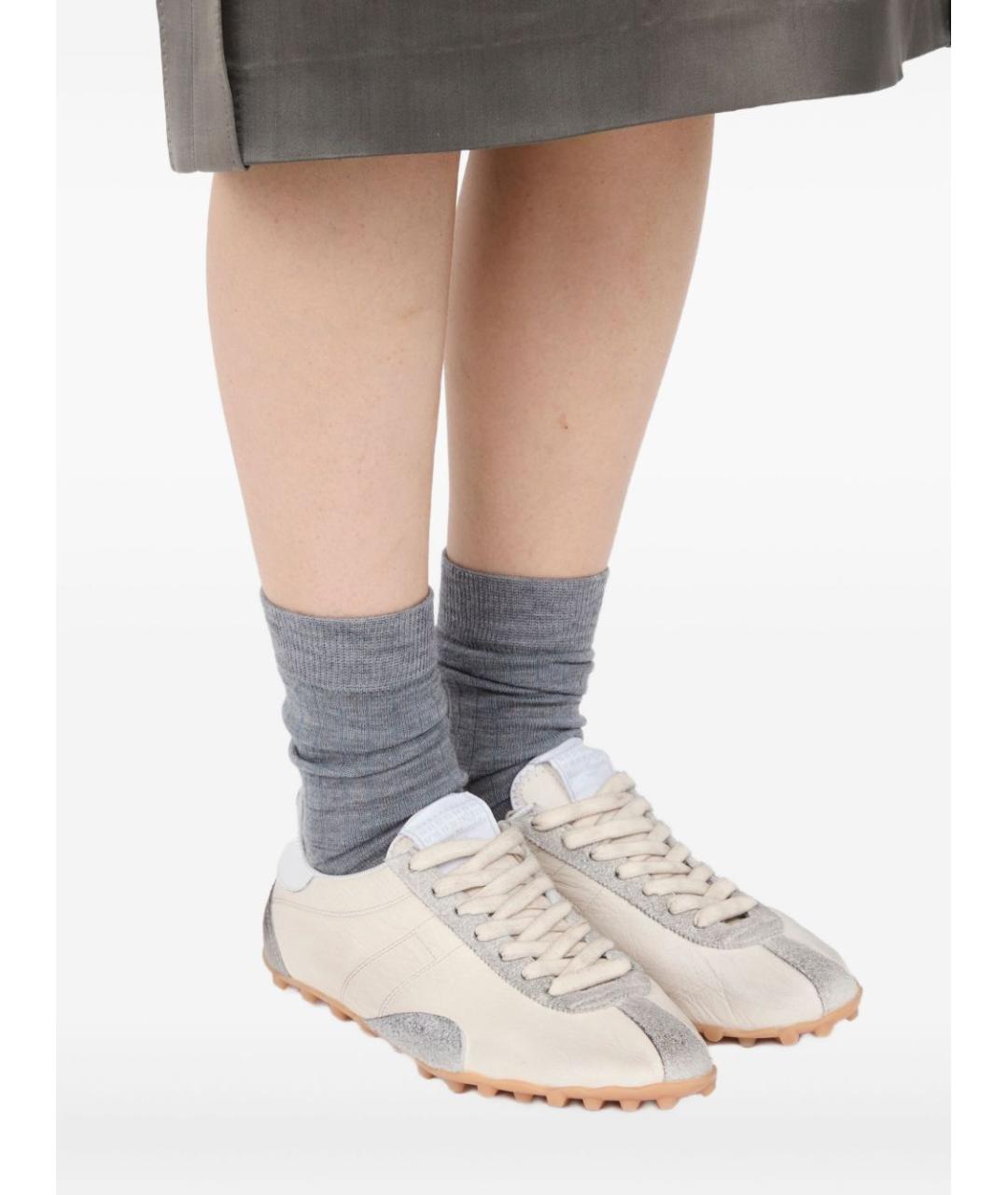 MAISON MARGIELA Бежевые замшевые кроссовки, фото 5