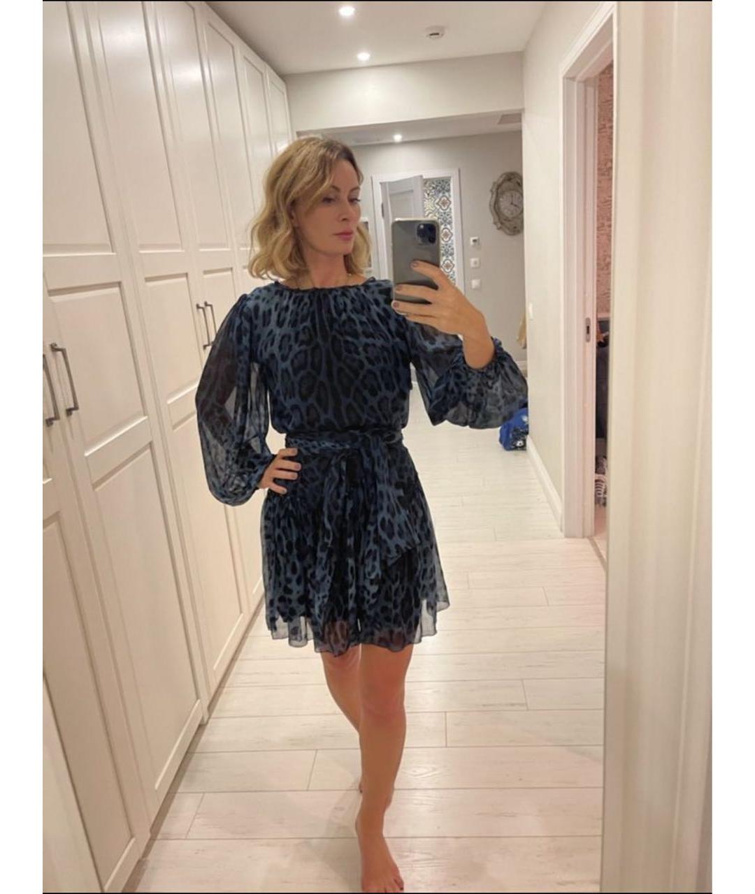 DOLCE&GABBANA Синее шелковое коктейльное платье, фото 4