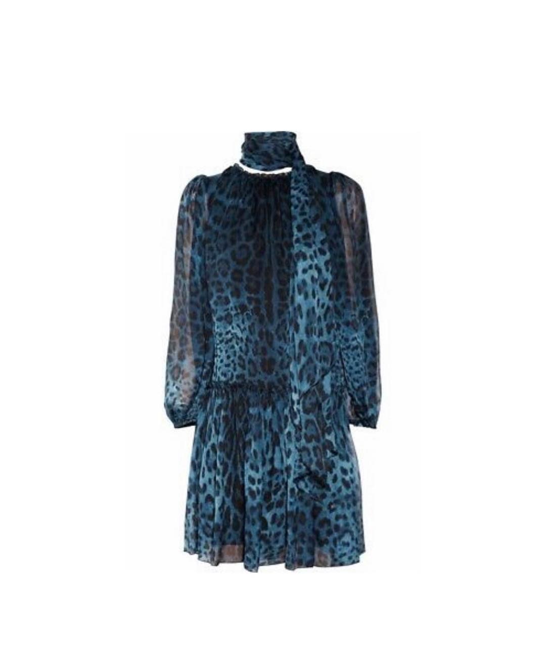 DOLCE&GABBANA Синее шелковое коктейльное платье, фото 1