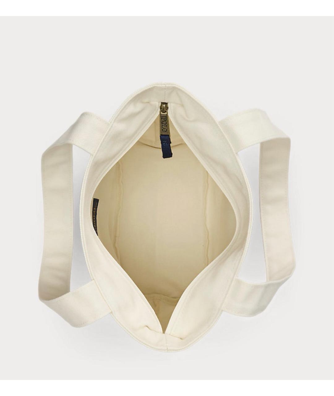 POLO RALPH LAUREN Бежевая хлопковая сумка тоут, фото 4