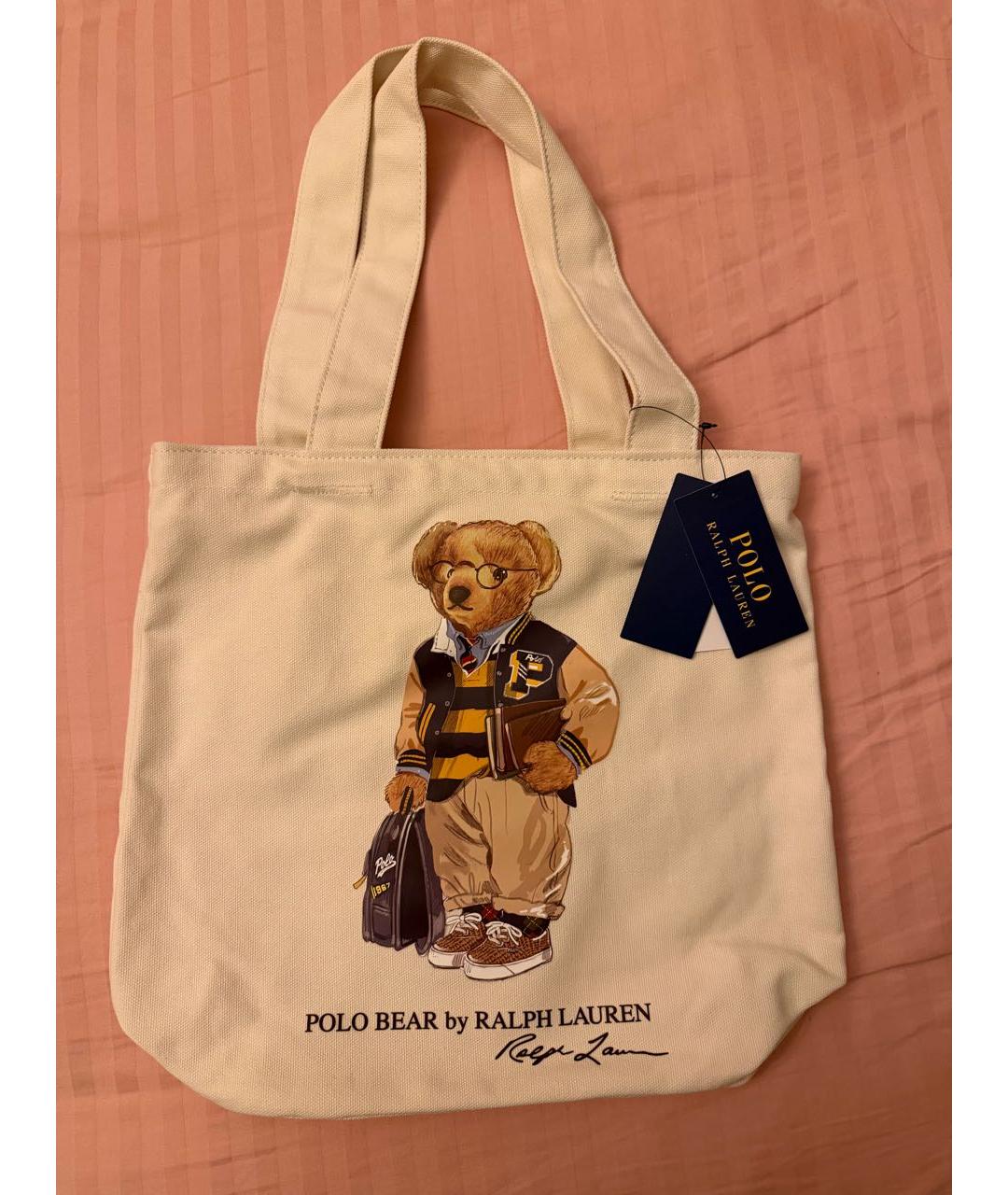 POLO RALPH LAUREN Бежевая хлопковая сумка тоут, фото 7