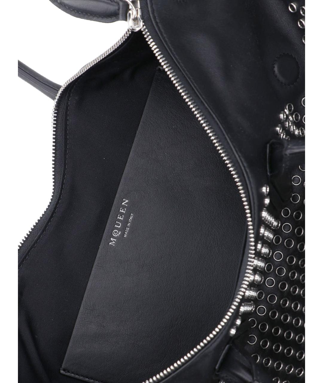 ALEXANDER MCQUEEN Черная кожаная сумка тоут, фото 4