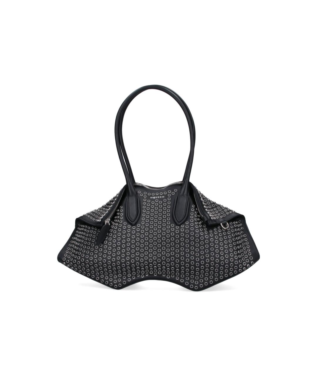 ALEXANDER MCQUEEN Черная кожаная сумка тоут, фото 1