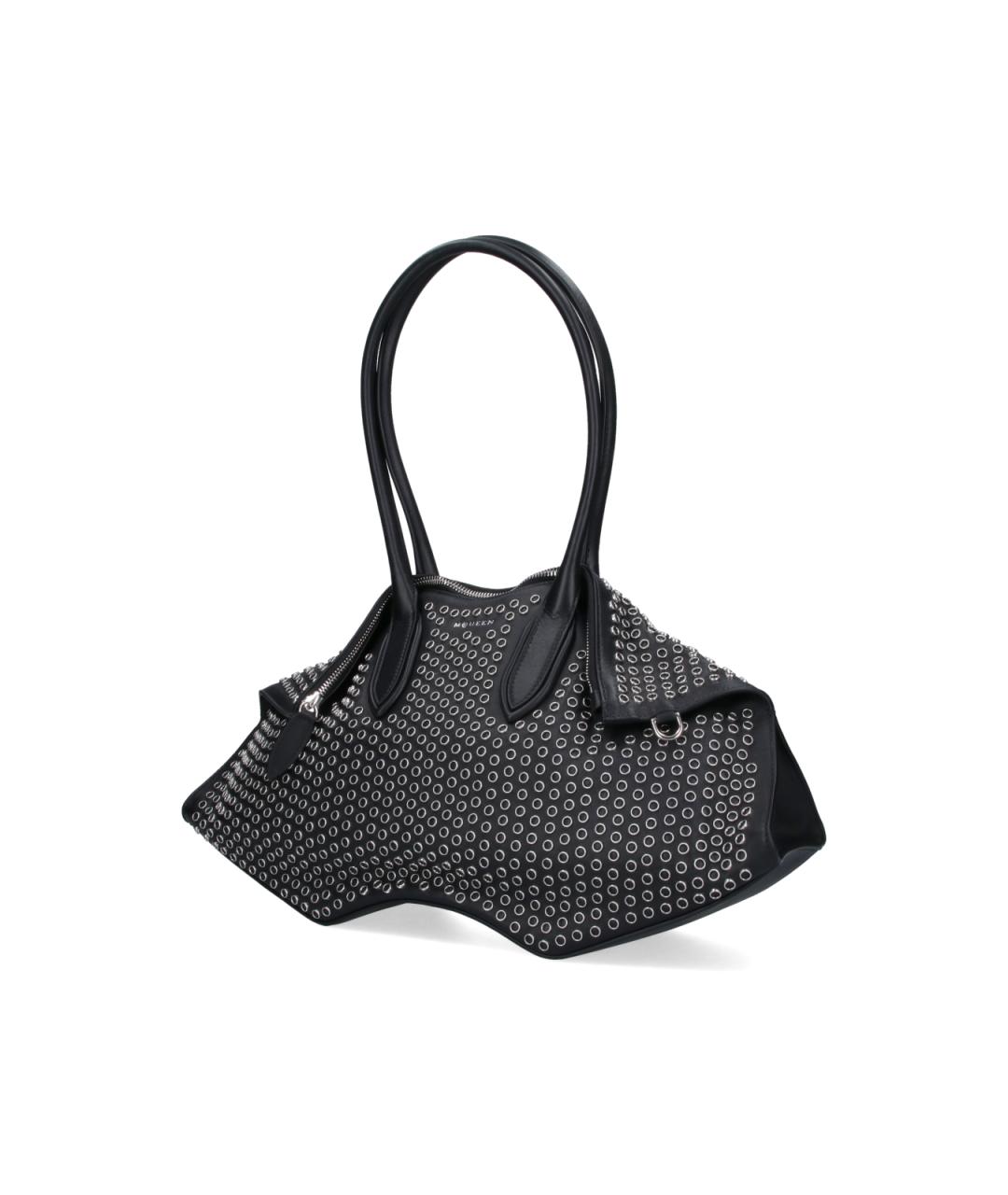 ALEXANDER MCQUEEN Черная кожаная сумка тоут, фото 2