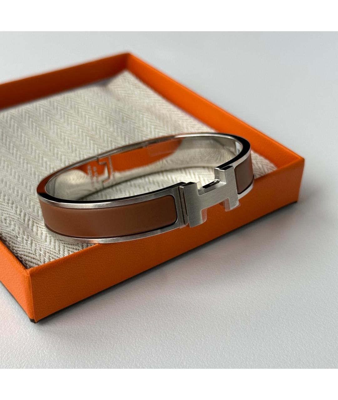 HERMES Коричневый металлический браслет, фото 2