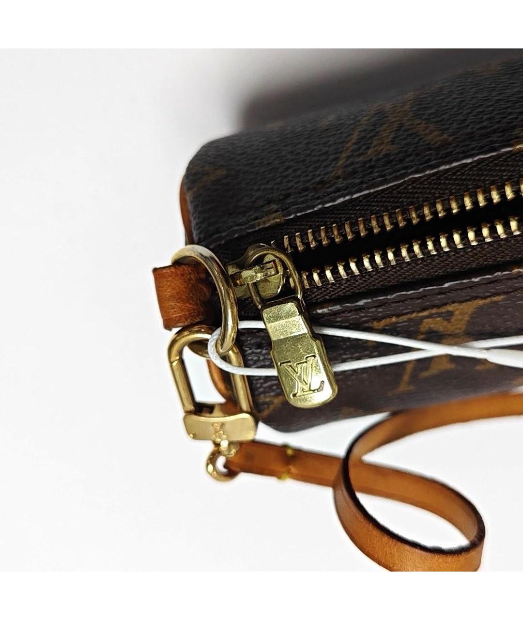 LOUIS VUITTON Коричневая кожаная сумка с короткими ручками, фото 5