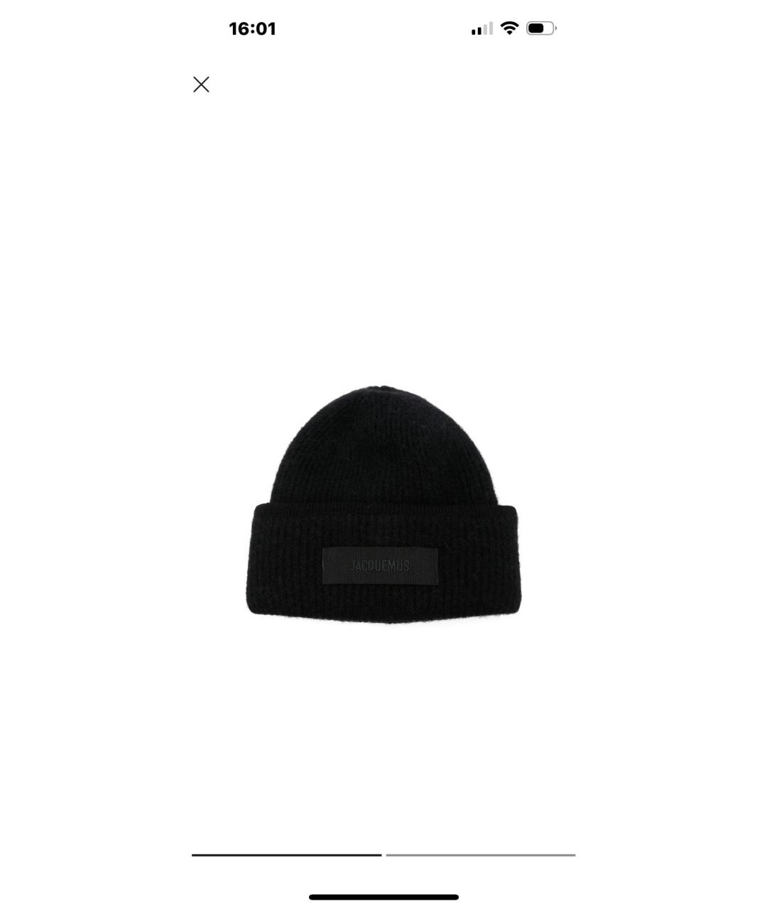 JACQUEMUS Черная шерстяная шапка, фото 4