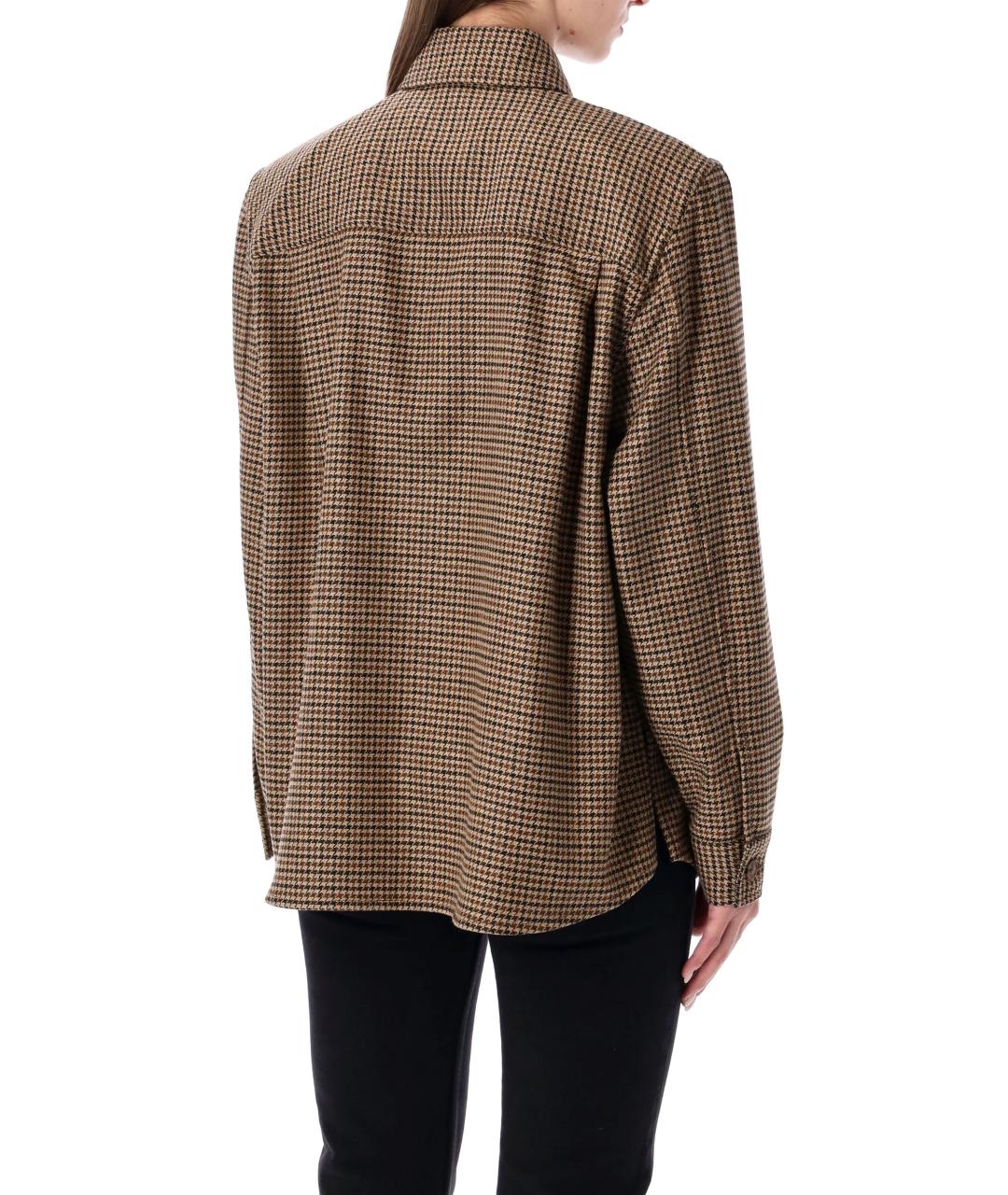 SAINT LAURENT Коричневая шерстяная рубашка, фото 3