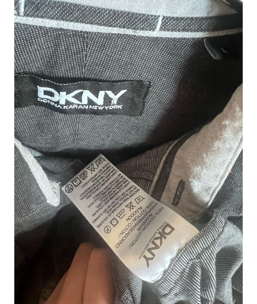 DKNY Серая хлопковая кэжуал рубашка, фото 3
