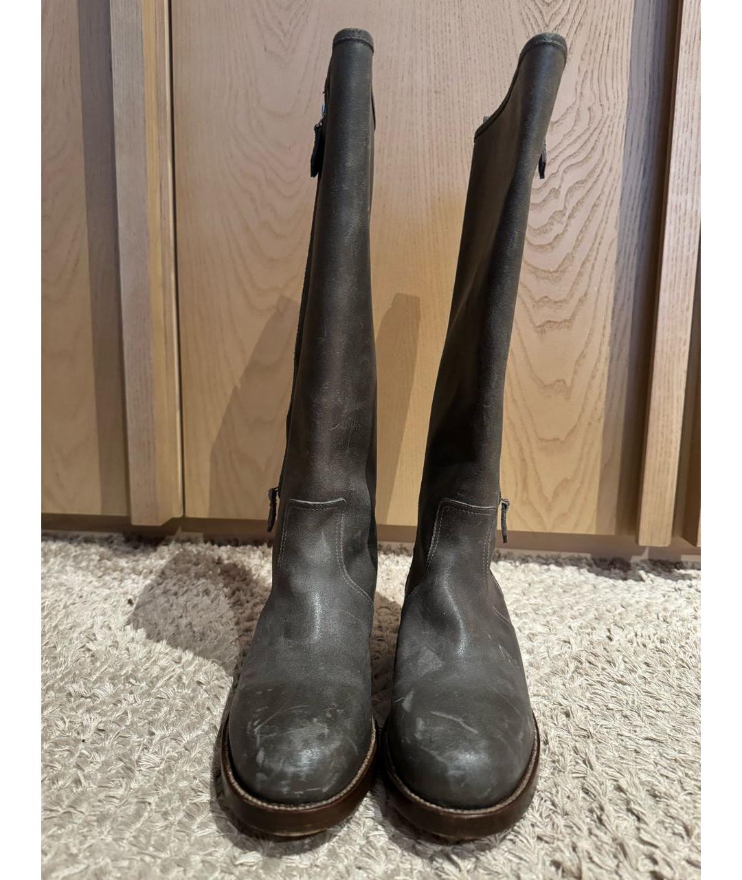 HERMES Серые кожаные сапоги, фото 2