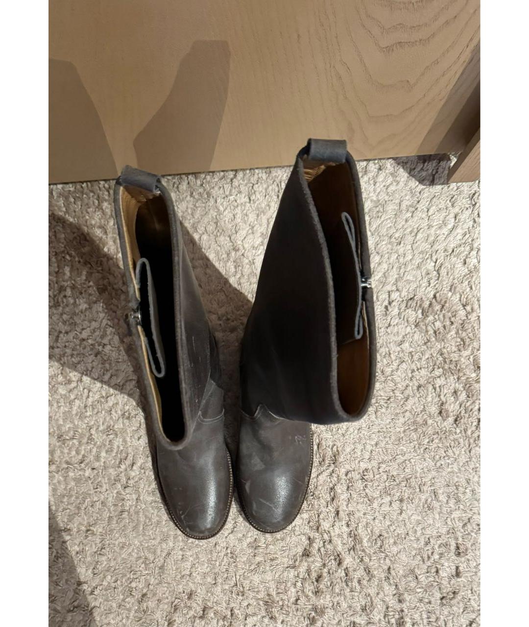 HERMES Серые кожаные сапоги, фото 3