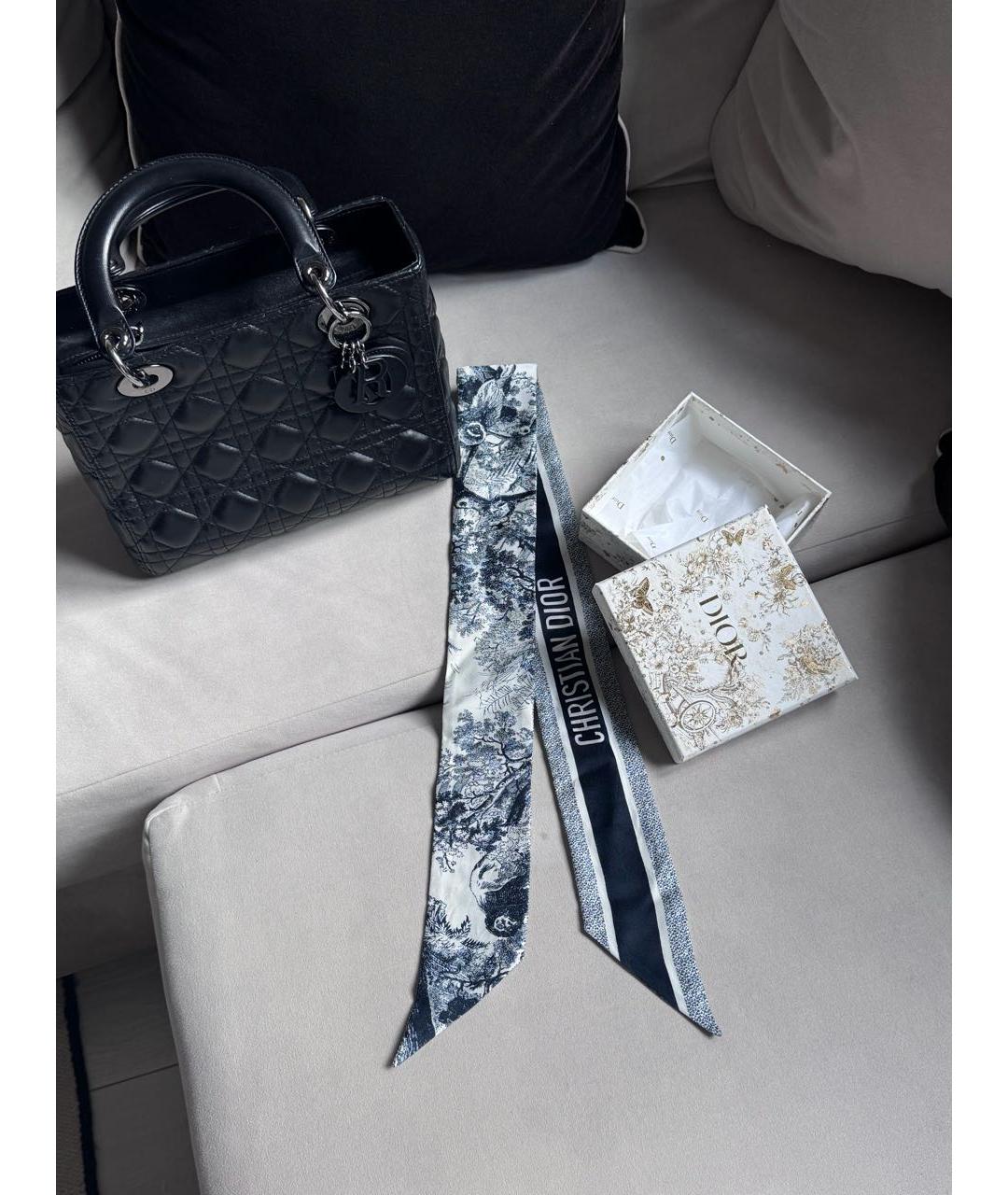 CHRISTIAN DIOR Синий шелковый платок, фото 6