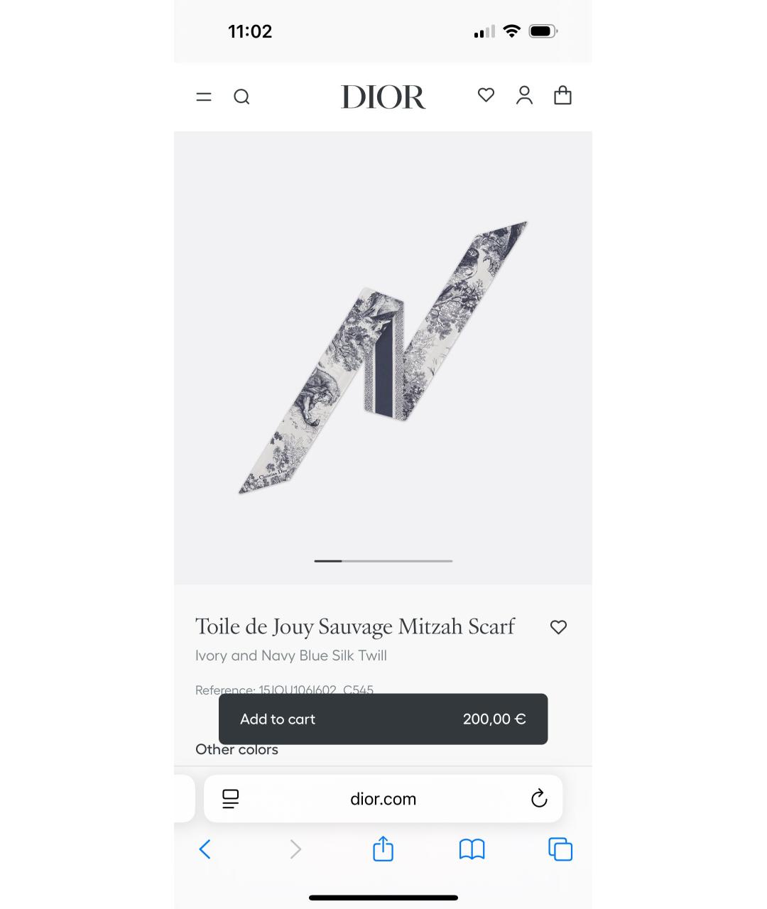 CHRISTIAN DIOR Синий шелковый платок, фото 3