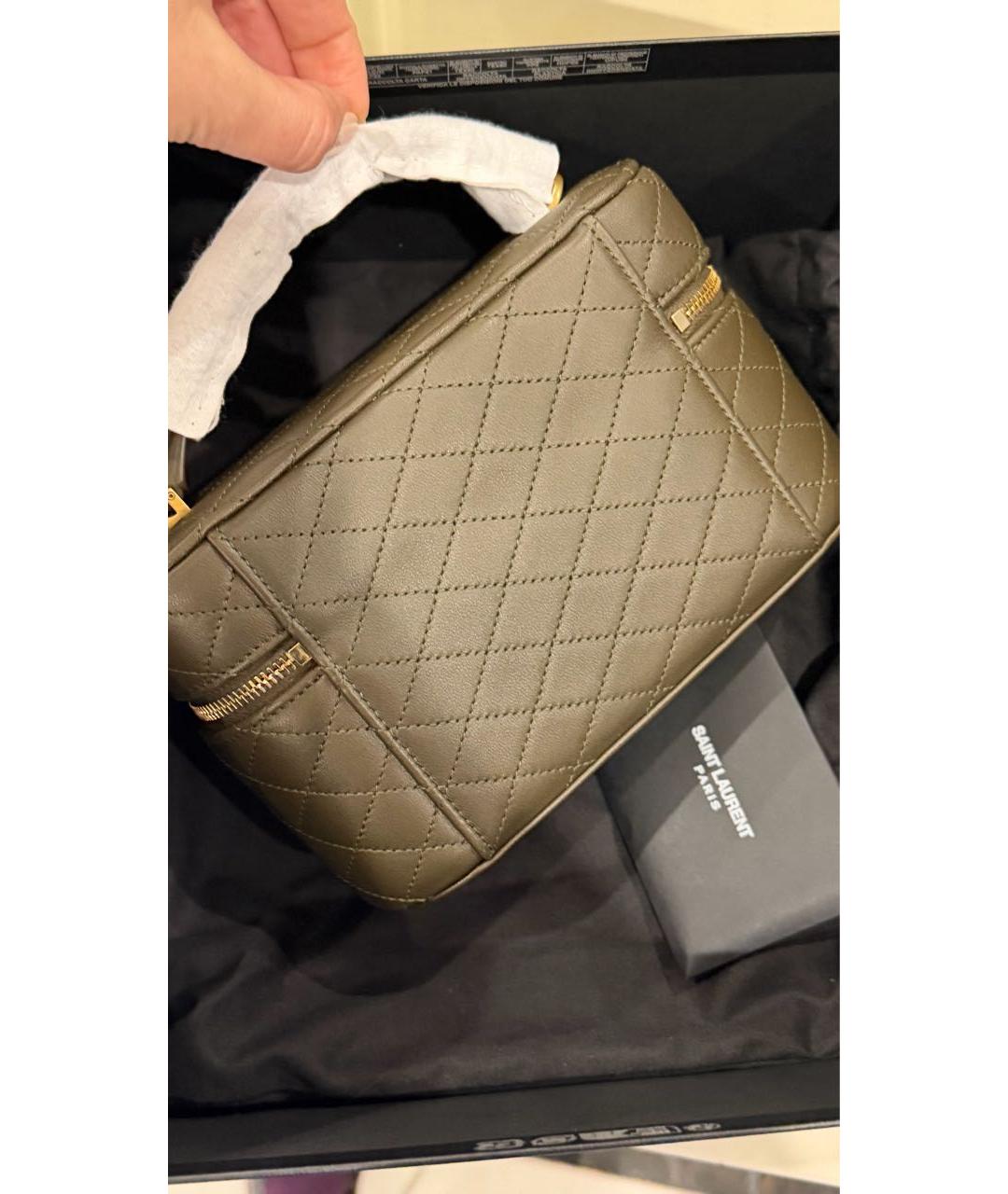 SAINT LAURENT Коричневая кожаная сумка с короткими ручками, фото 7