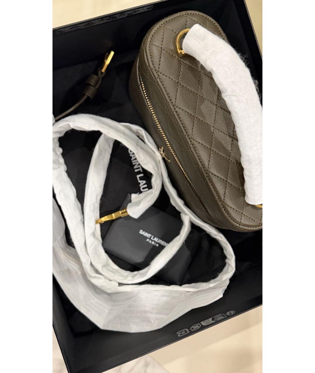 SAINT LAURENT Коричневая кожаная сумка с короткими ручками, фото 8