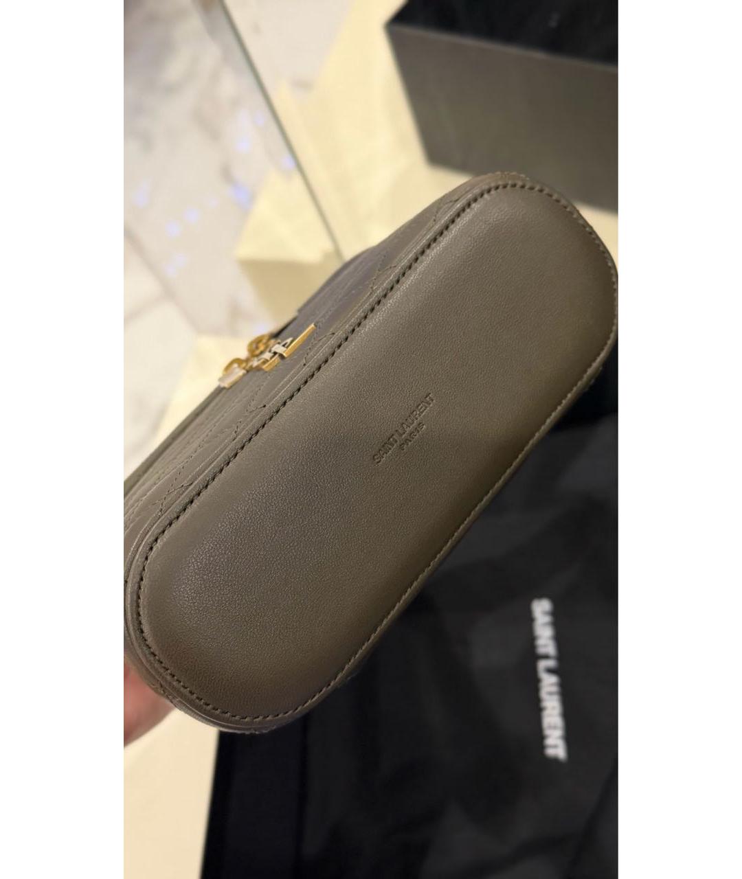 SAINT LAURENT Коричневая кожаная сумка с короткими ручками, фото 5