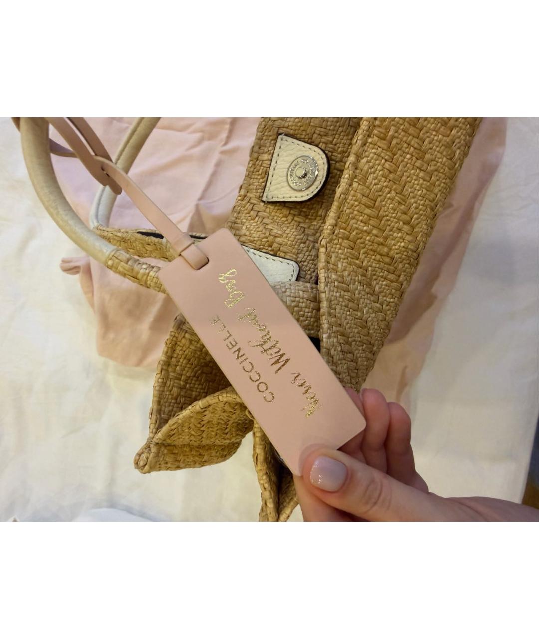 COCCINELLE Бежевая пелетеная пляжная сумка, фото 4