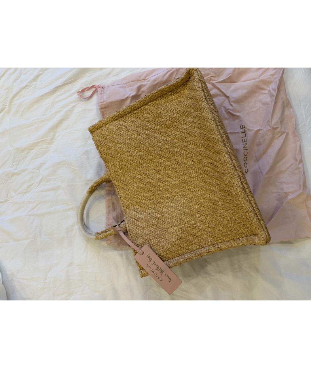 COCCINELLE Бежевая пелетеная пляжная сумка, фото 9