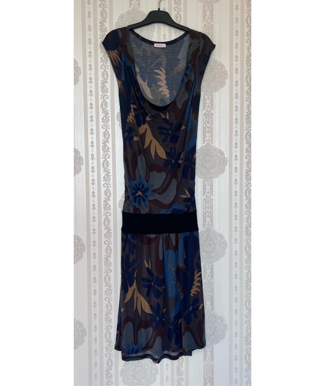 MAX MARA Темно-синее вискозное повседневное платье, фото 4