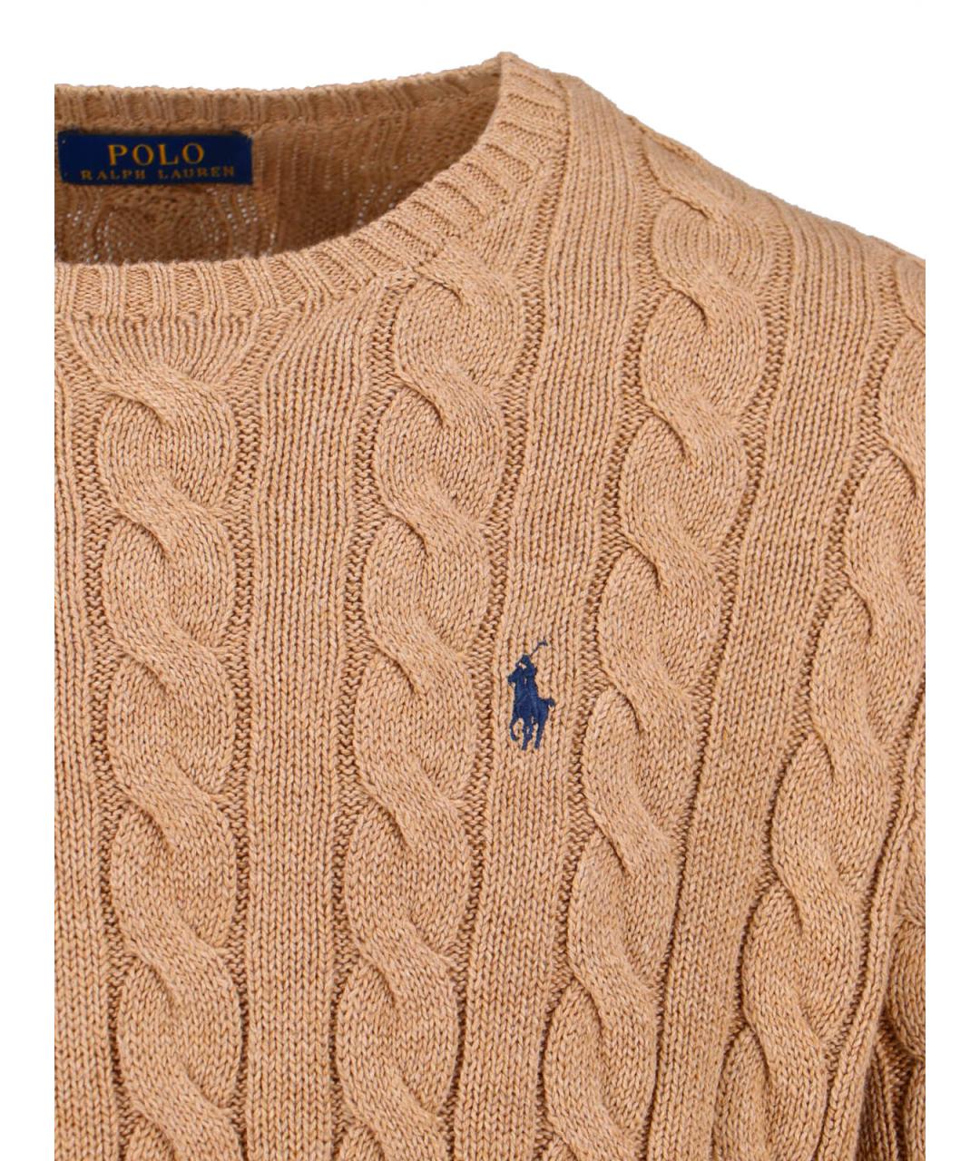 POLO RALPH LAUREN Коричневый хлопковый джемпер / свитер, фото 3