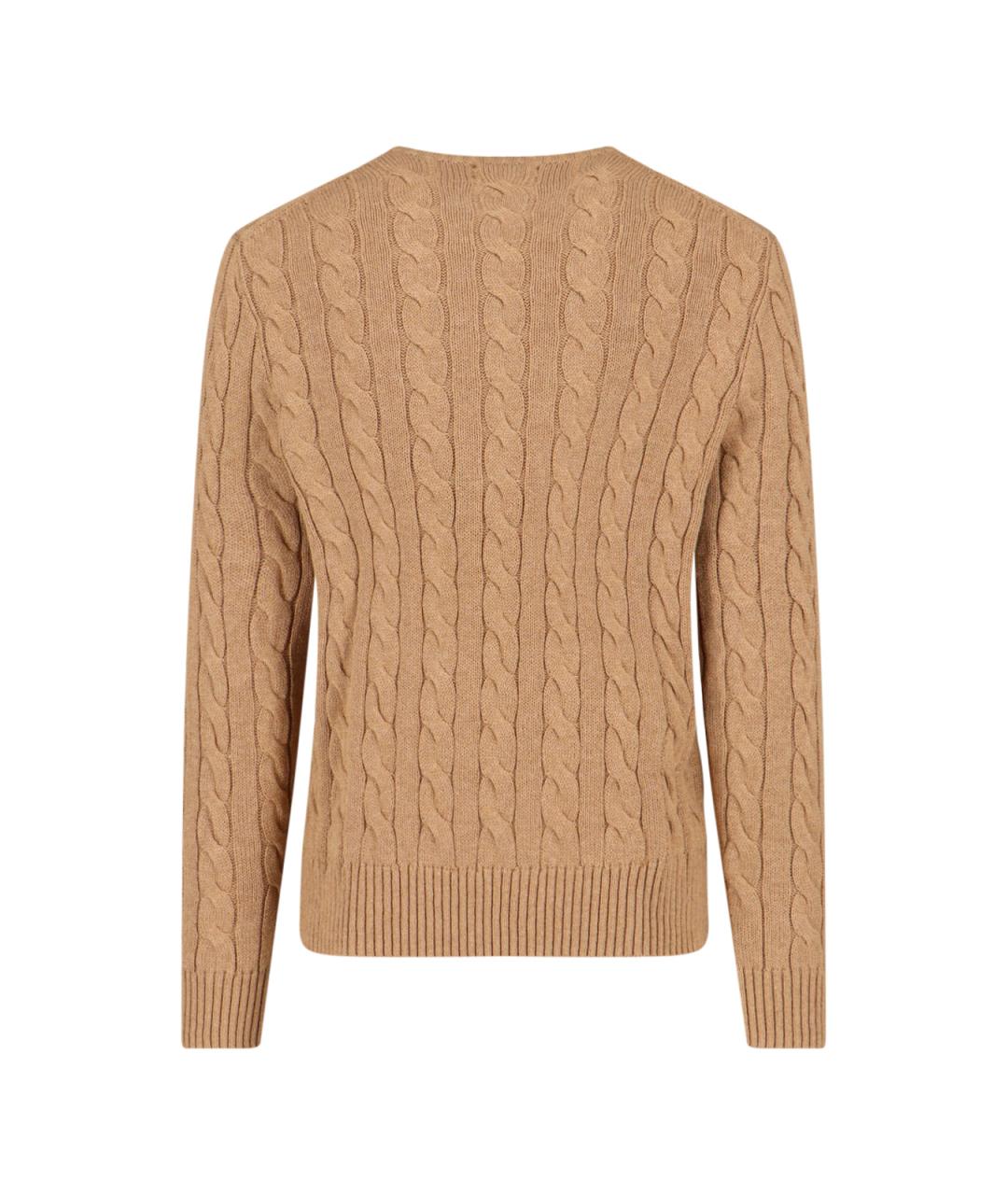 POLO RALPH LAUREN Коричневый хлопковый джемпер / свитер, фото 2