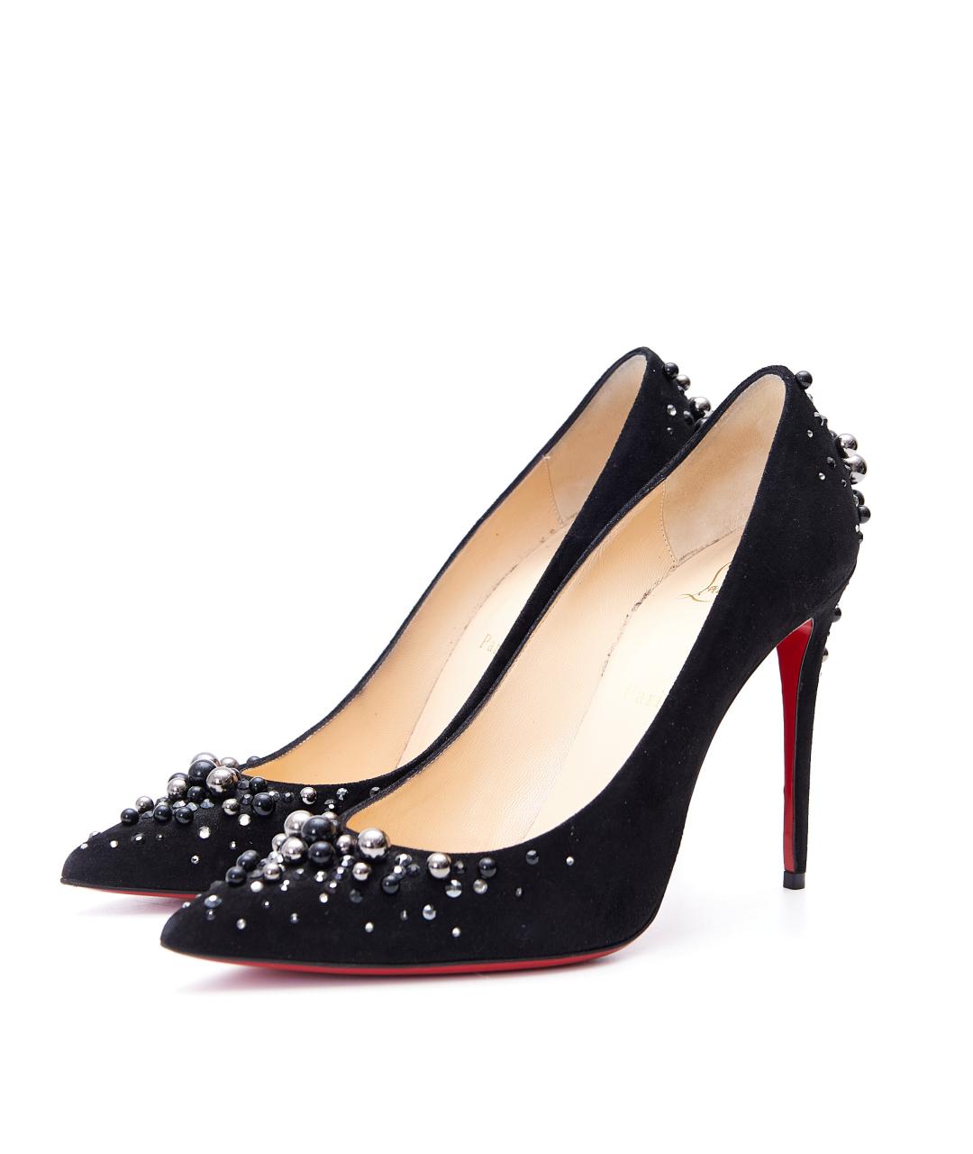 CHRISTIAN LOUBOUTIN Черные замшевые туфли, фото 3