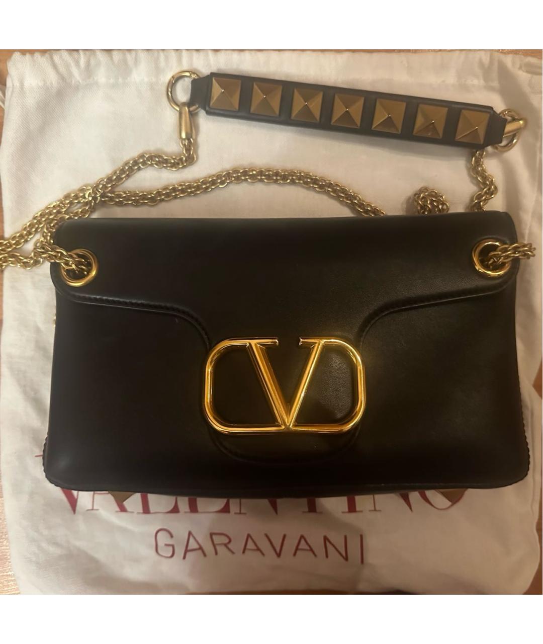 VALENTINO Черная кожаная сумка через плечо, фото 2