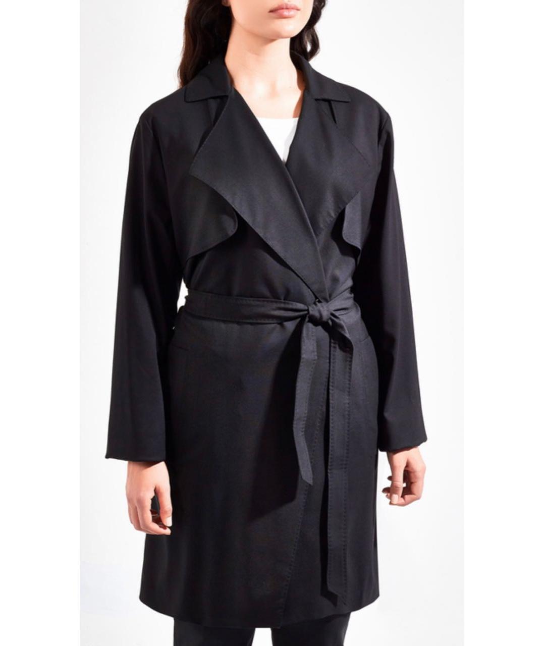 LES COPAINS Черное шерстяное пальто, фото 2