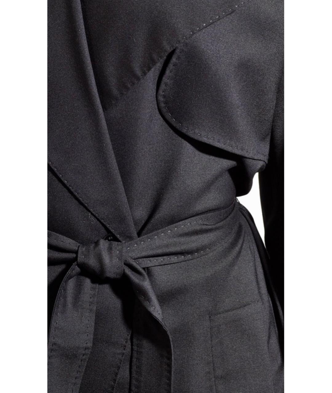 LES COPAINS Черное шерстяное пальто, фото 4