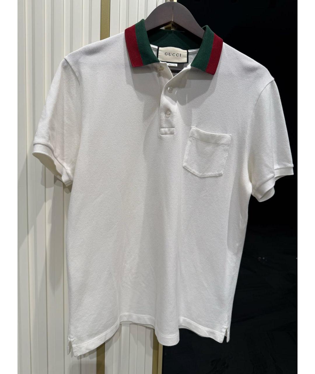 GUCCI Белое хлопковое поло с коротким рукавом, фото 6
