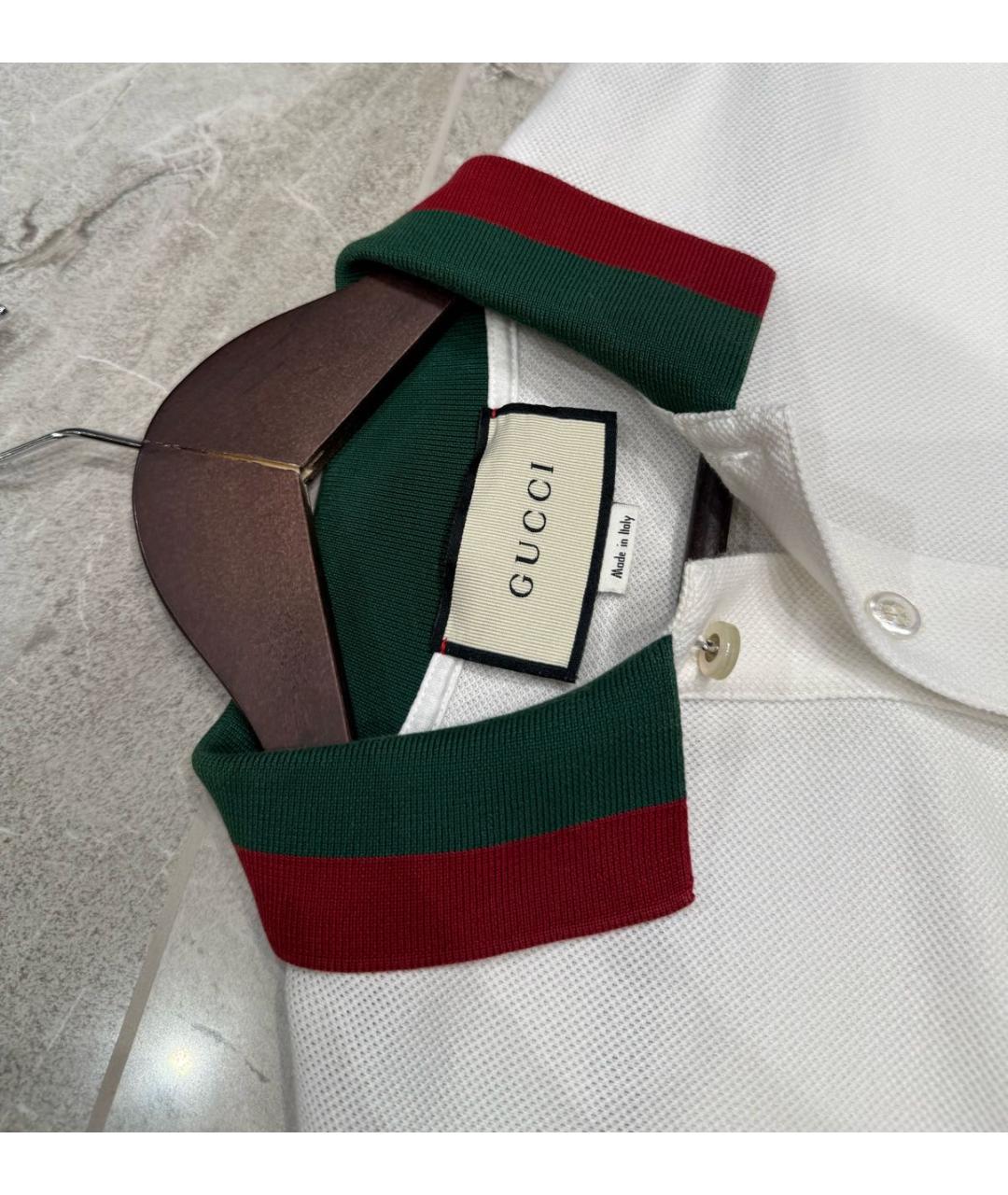 GUCCI Белое хлопковое поло с коротким рукавом, фото 4