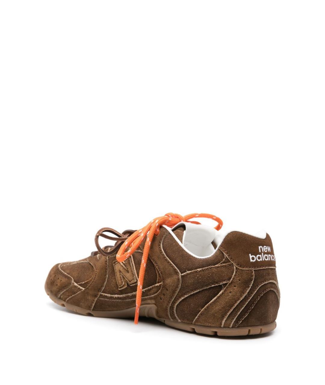 MIU MIU Коричневые кожаные кроссовки, фото 3