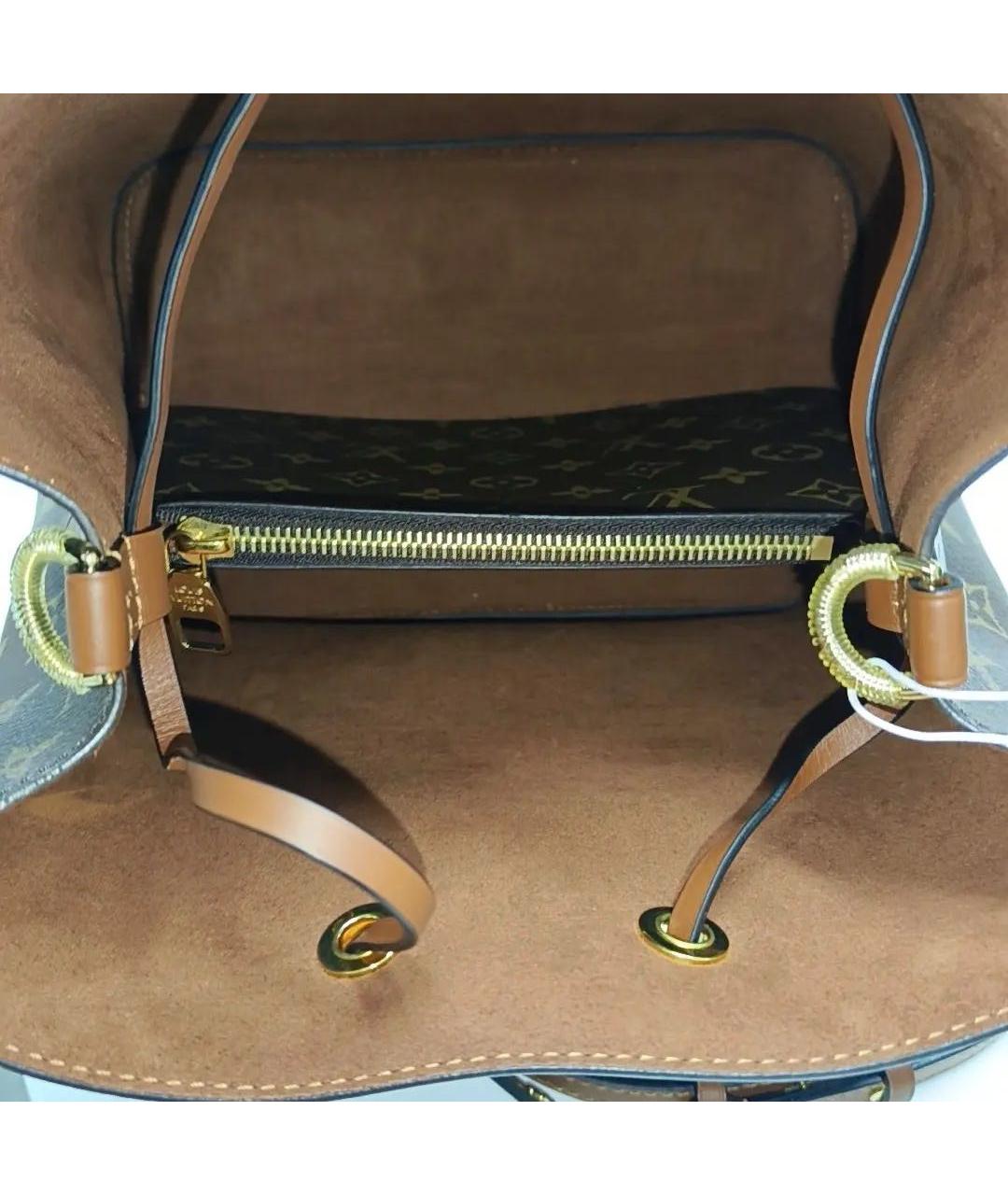 LOUIS VUITTON Коричневая кожаная сумка тоут, фото 6