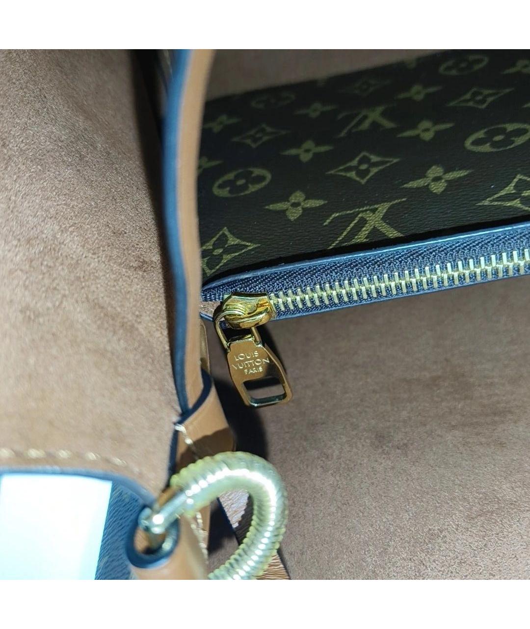 LOUIS VUITTON Коричневая кожаная сумка тоут, фото 7