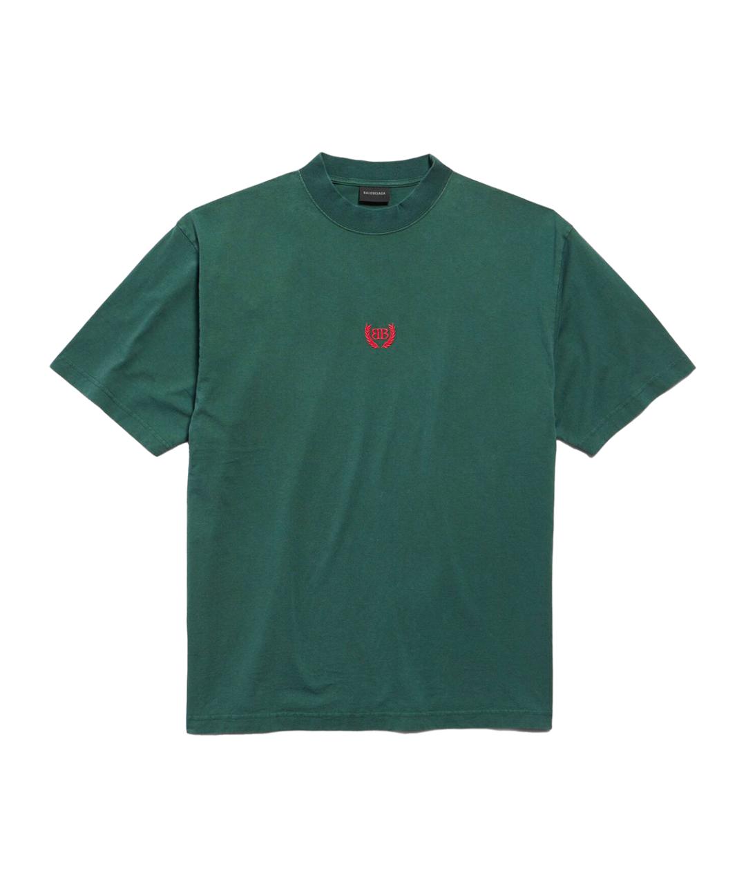 BALENCIAGA Бирюзовая хлопковая футболка, фото 1