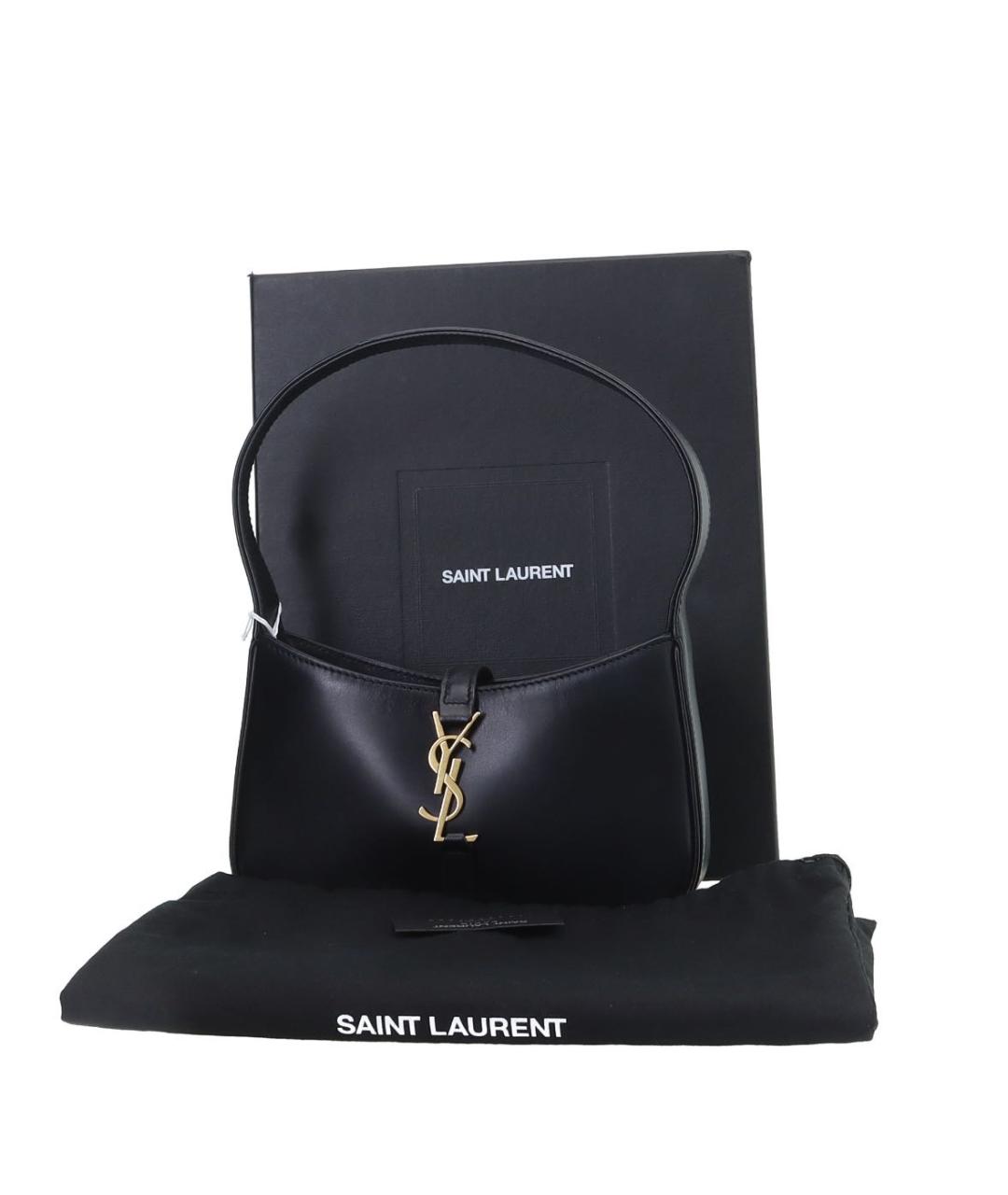 SAINT LAURENT Черная кожаная сумка с короткими ручками, фото 2