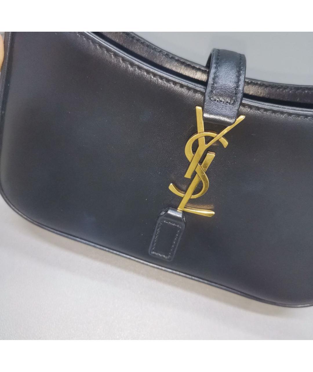 SAINT LAURENT Черная кожаная сумка с короткими ручками, фото 4