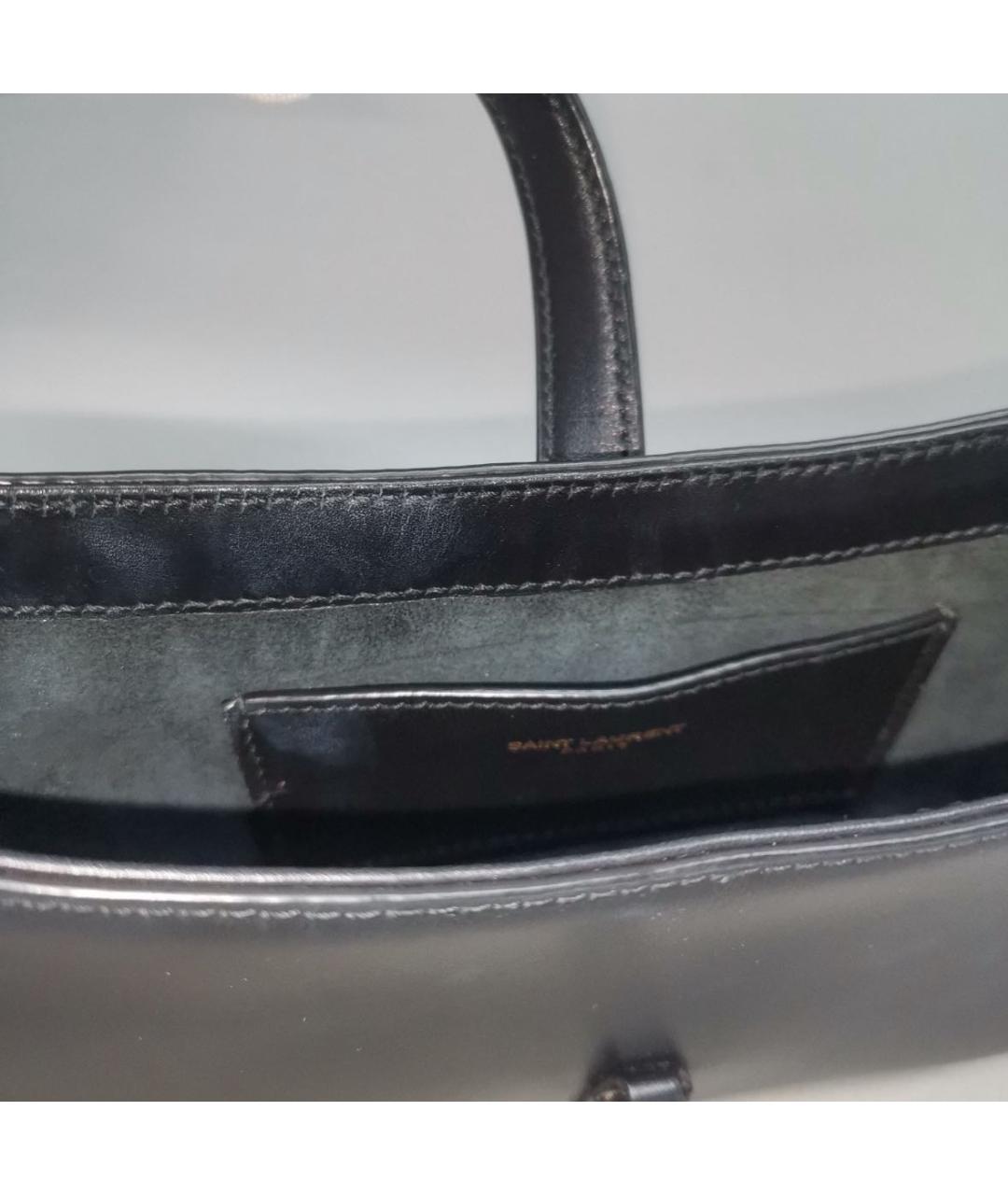 SAINT LAURENT Черная кожаная сумка с короткими ручками, фото 7