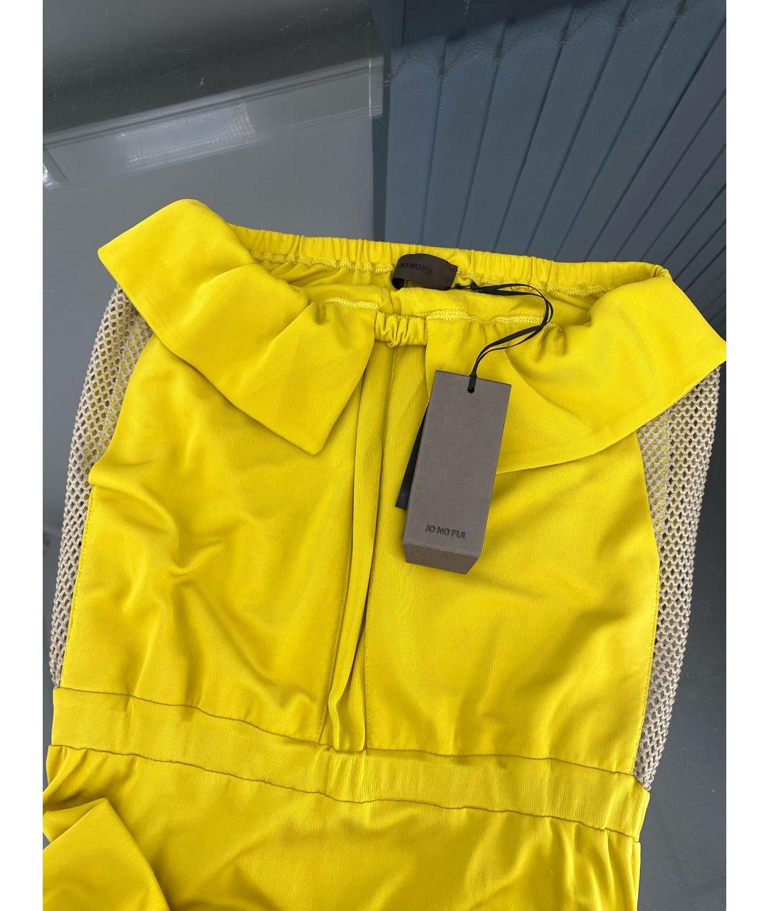 JO NO FUI Горчичное вискозное платье, фото 3