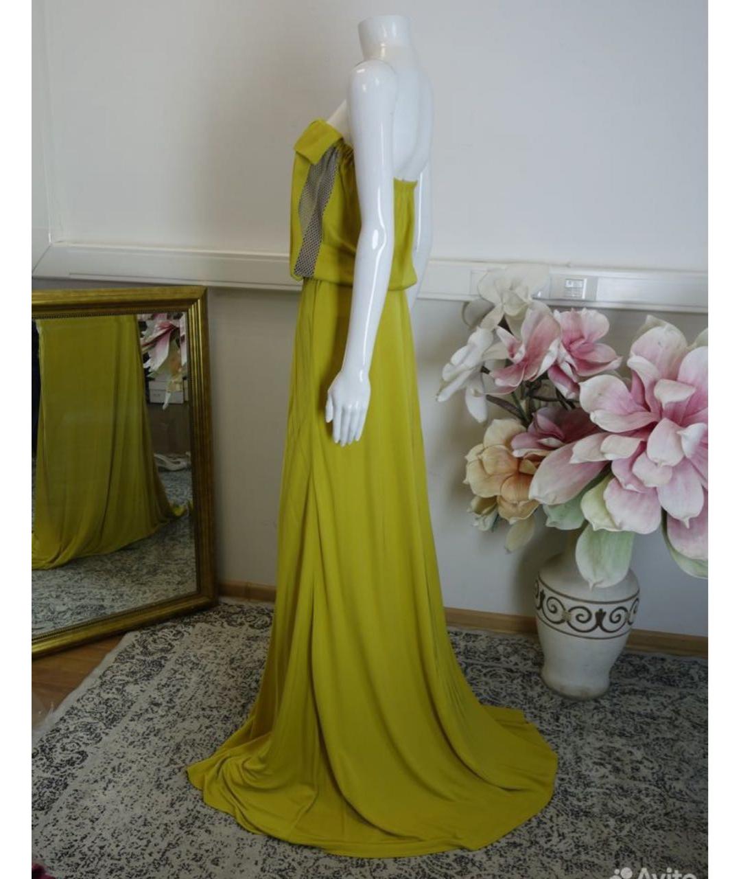 JO NO FUI Горчичное вискозное платье, фото 6