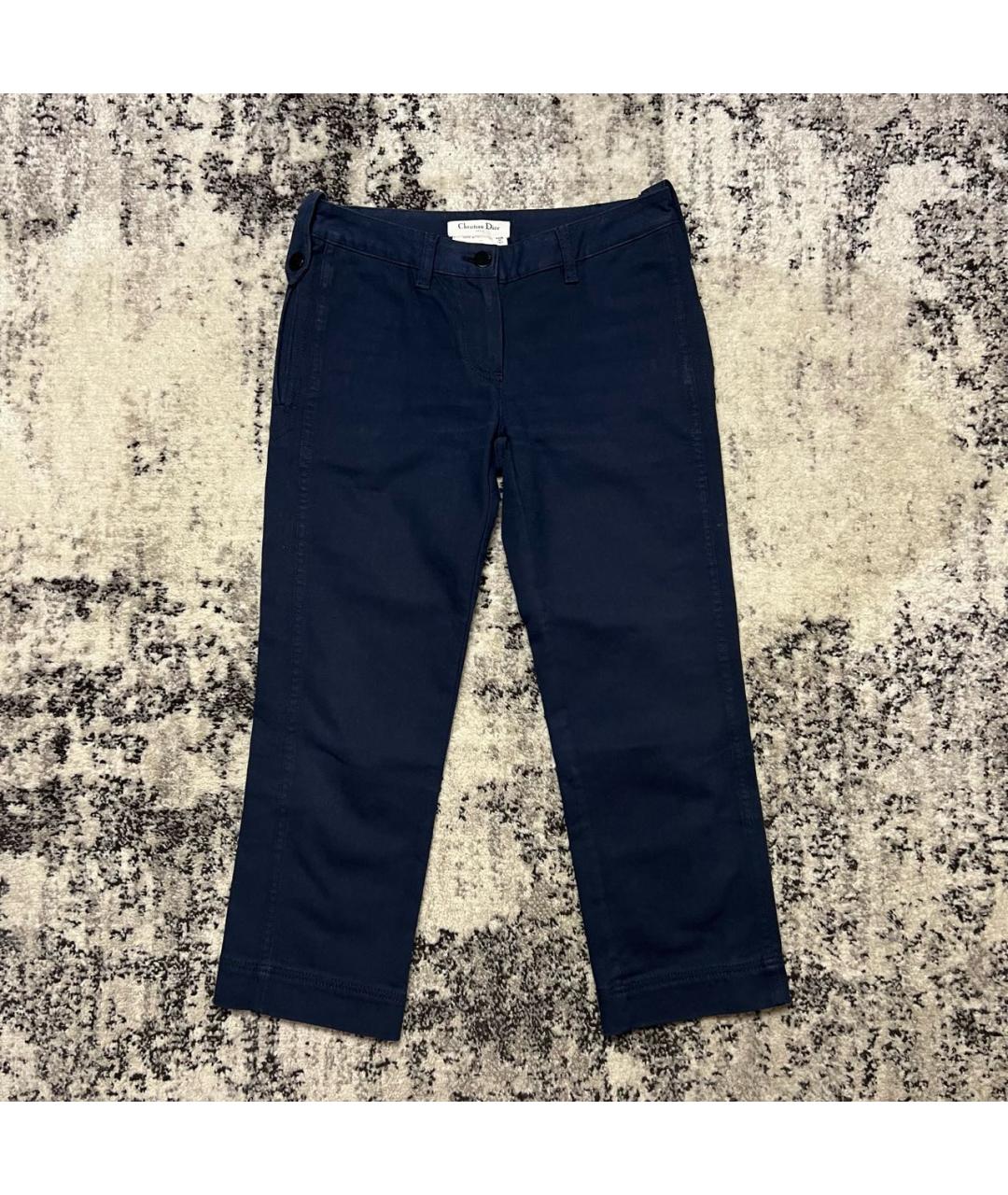 CHRISTIAN DIOR Темно-синие хлопко-эластановые прямые брюки, фото 8