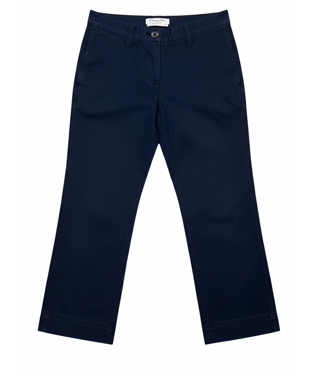CHRISTIAN DIOR Темно-синие хлопко-эластановые прямые брюки, фото 1