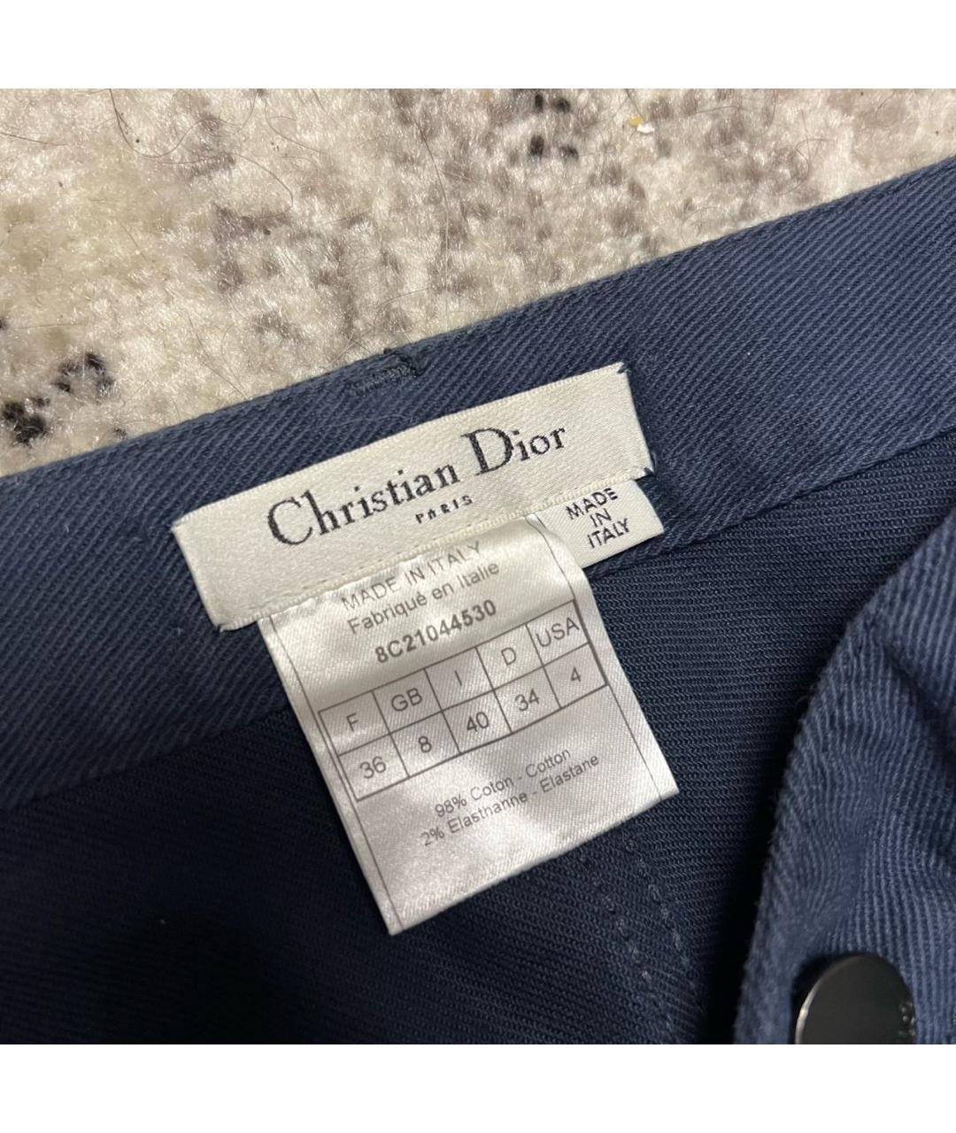 CHRISTIAN DIOR Темно-синие хлопко-эластановые прямые брюки, фото 6