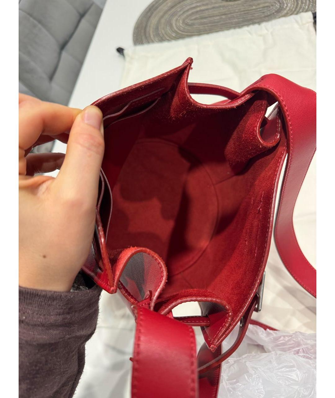 CELINE Красная кожаная сумка через плечо, фото 4