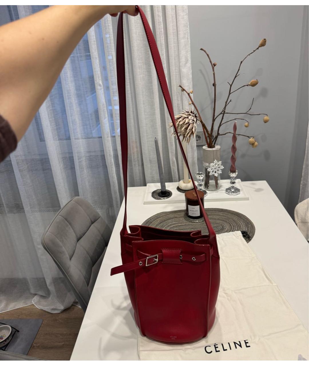 CELINE Красная кожаная сумка через плечо, фото 7