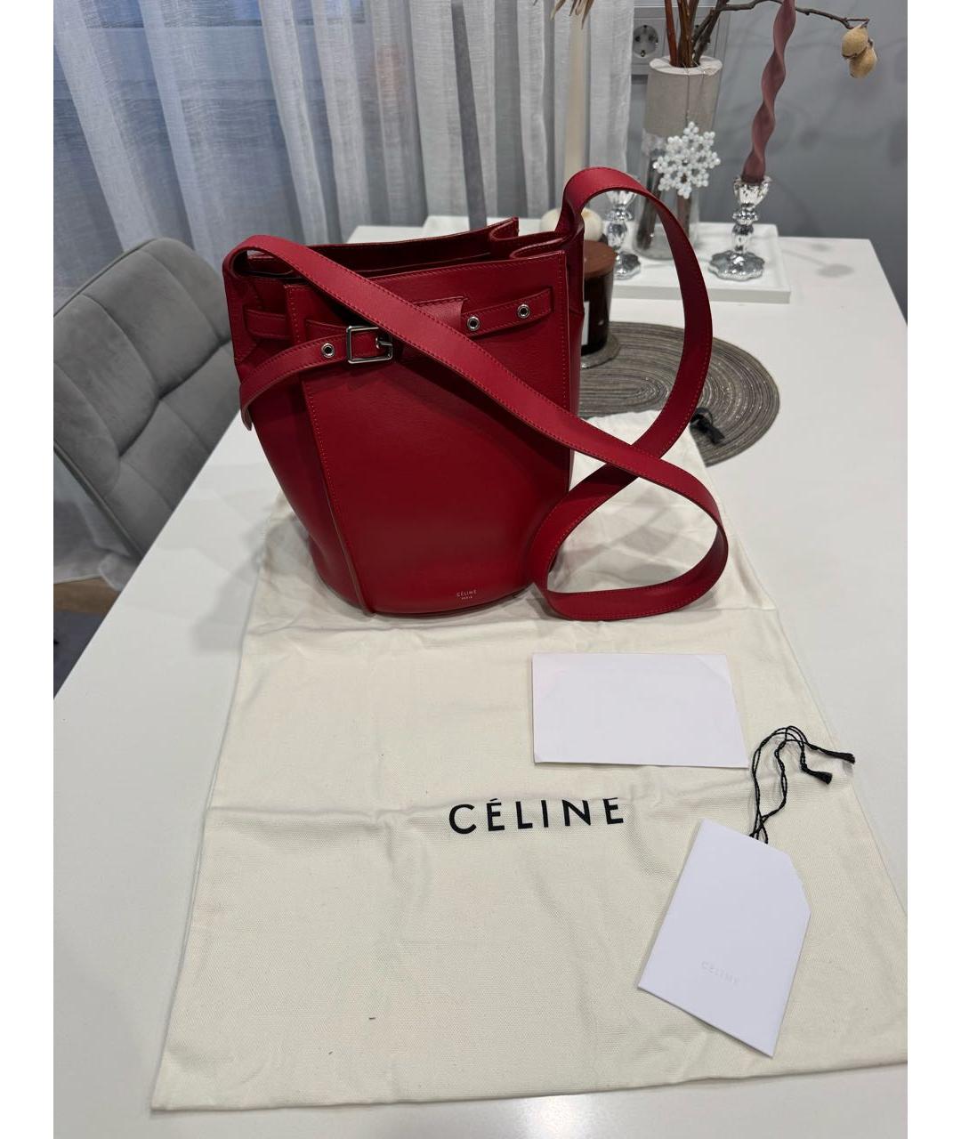 CELINE Красная кожаная сумка через плечо, фото 6